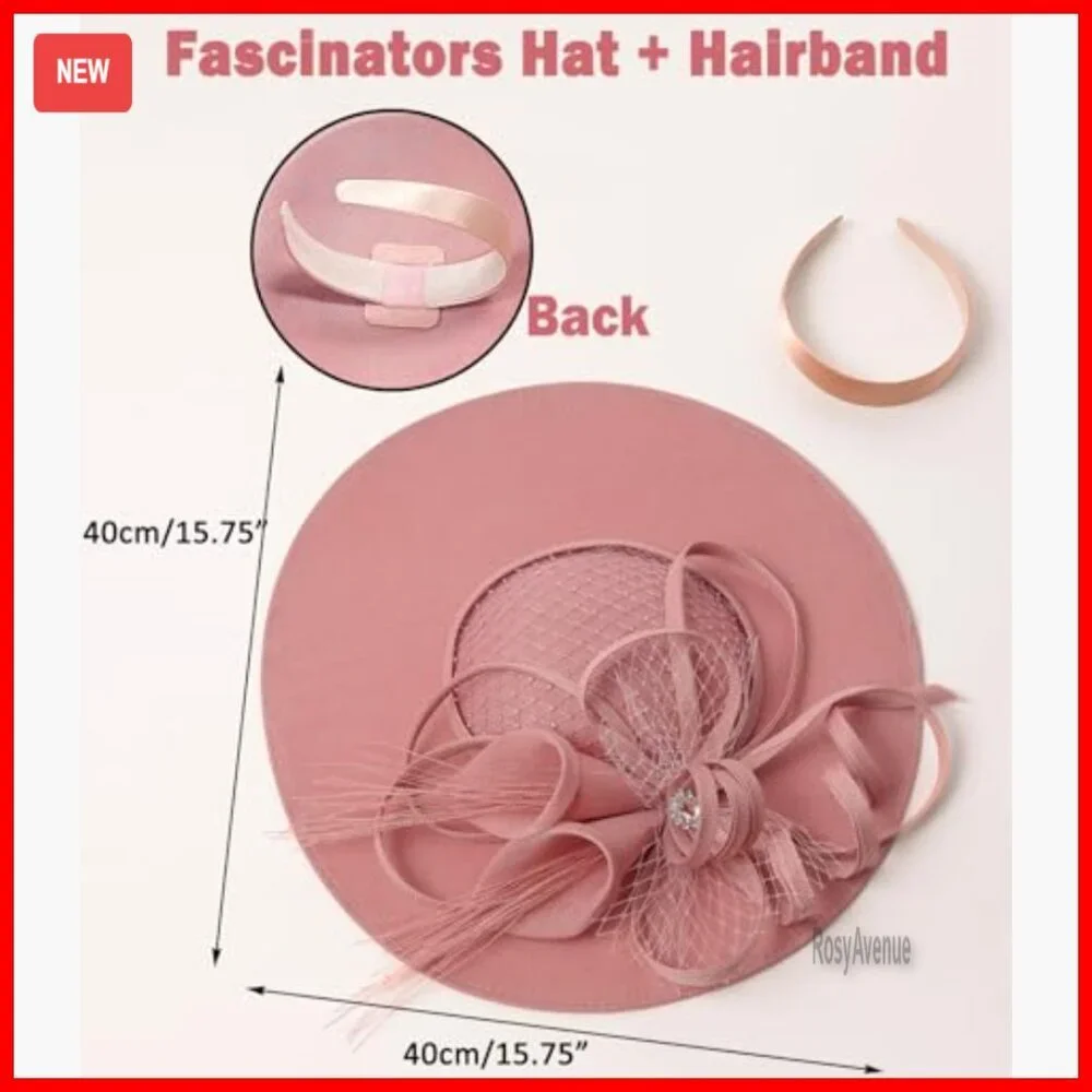 Elegant Fascinator Hat with Flower Feathers Headband for Wedding Derby Party